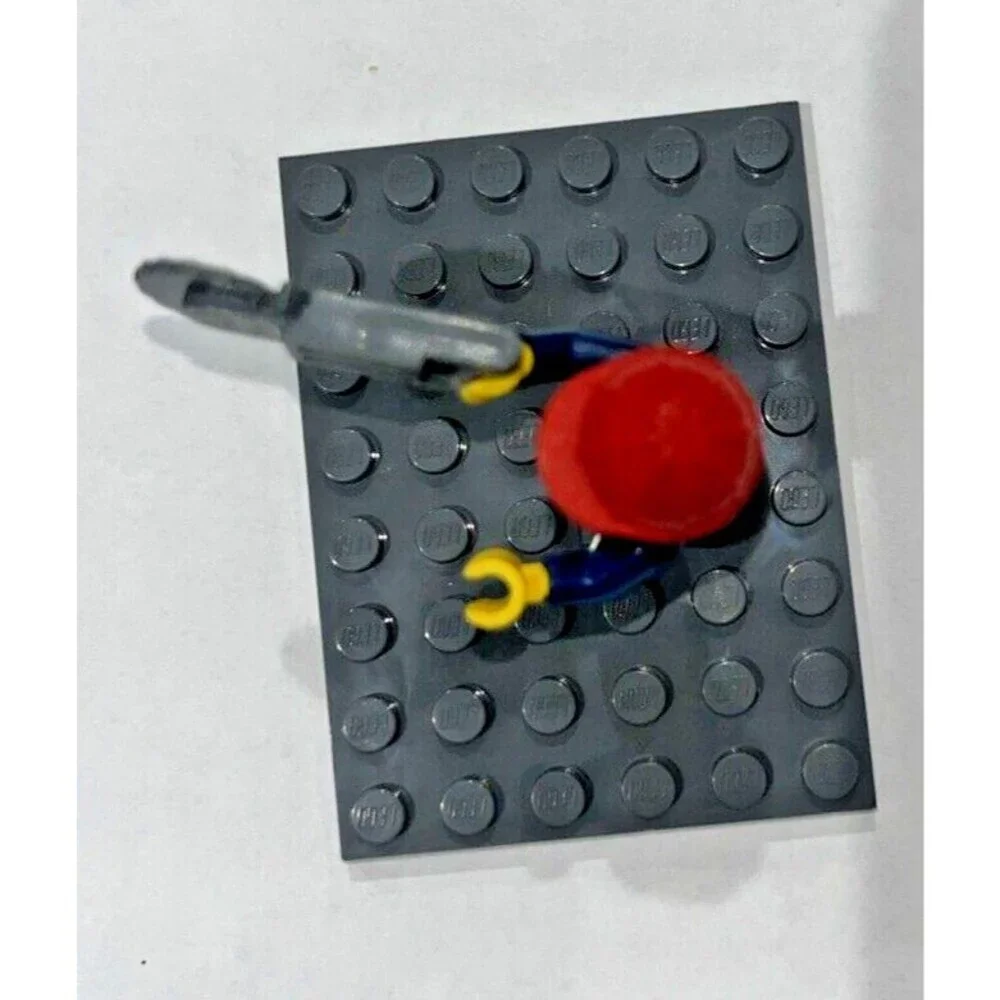 Lego Minifig Construction Worker with Red Helmet and Saw